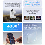 Seestar S30 app-controlled smart telescope for tracking celestial objects.