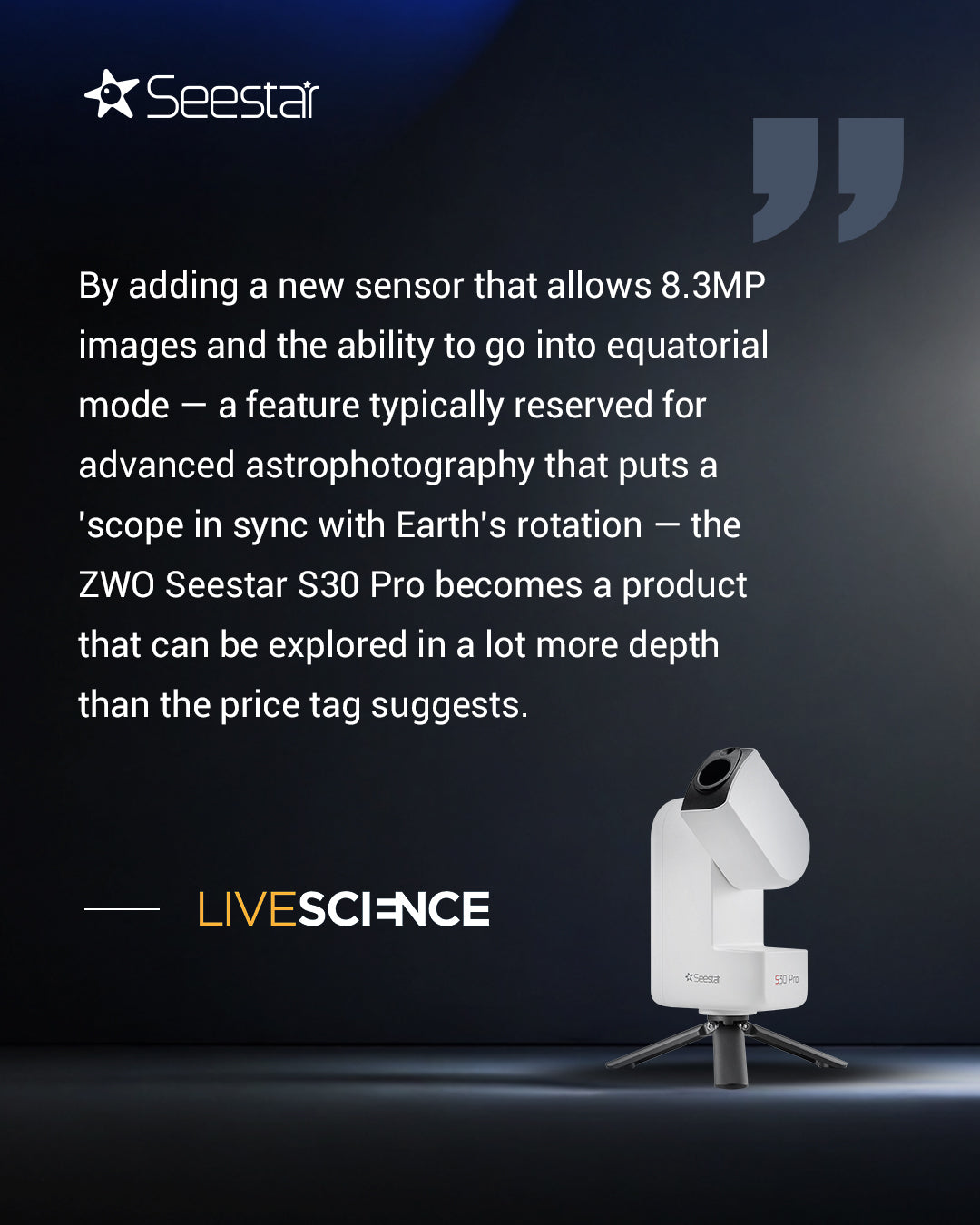 Seestar S30 Pro Smart Telescope – ZWO Seestar