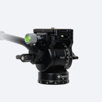 Seestar TH10 fluid tripod head with bubble level and adjustment controls.