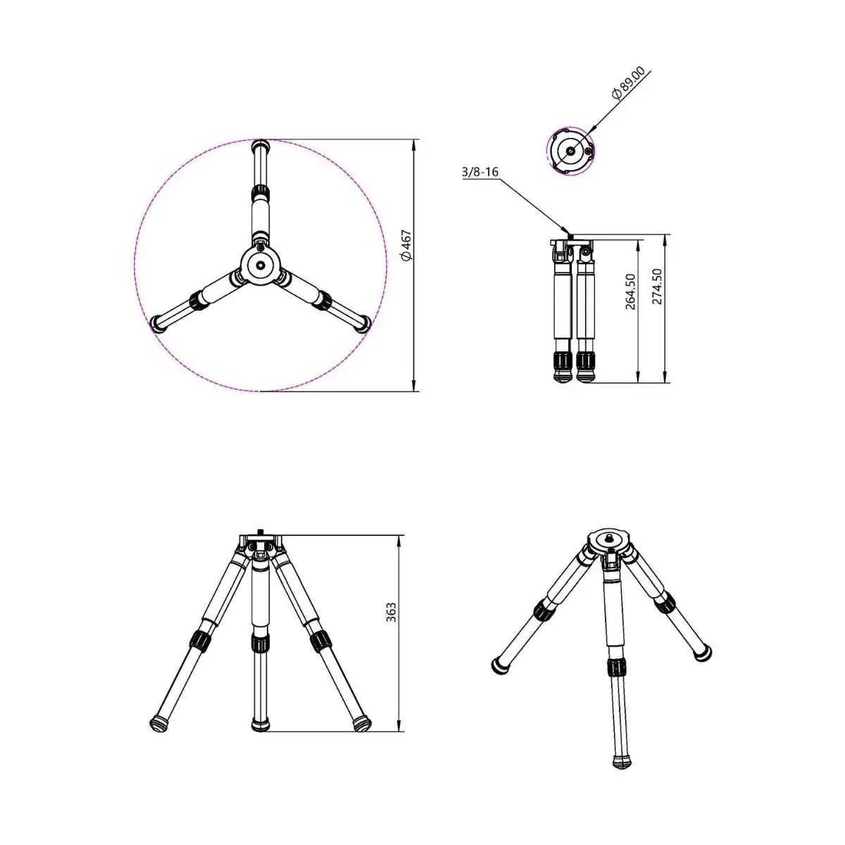 Seestar TC20 tripod shown extended with adjustable legs for outdoor telescope support.