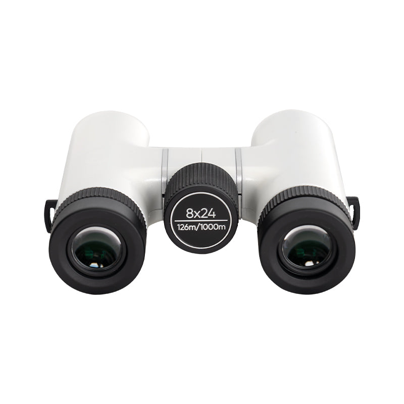 Seestar 8x24 binoculars front view showing objective lenses.